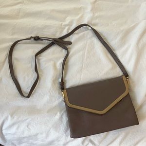 Taupe Gray and Gold Crossbody Bag, Madison West